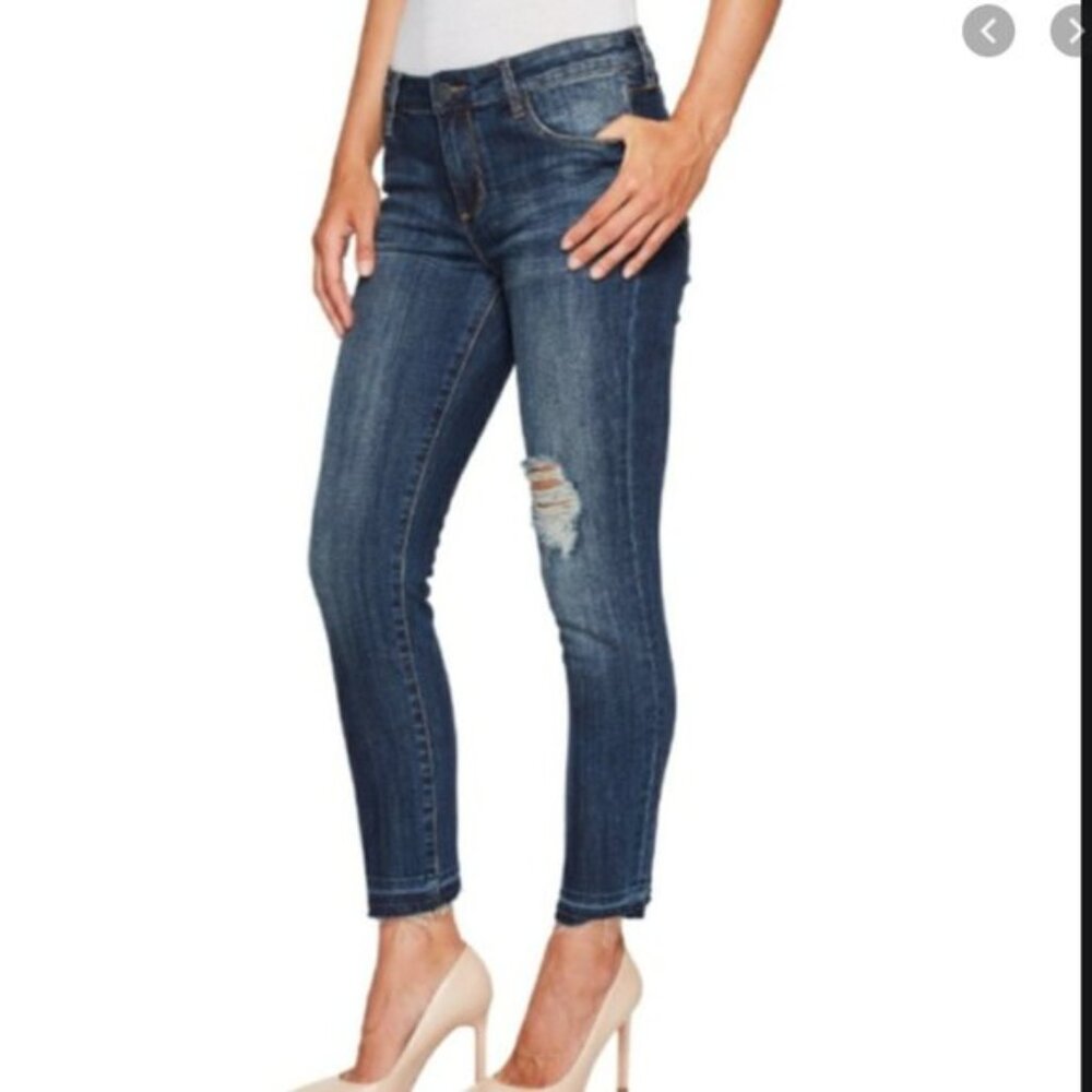KUT ftk- stretchy ankle distressed raw hem jeans